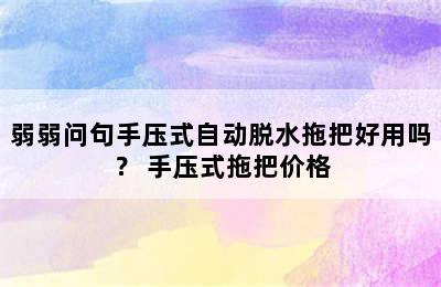 弱弱问句手压式自动脱水拖把好用吗？ 手压式拖把价格